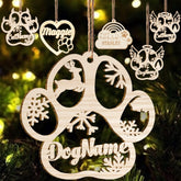 Mostprints Personalized Wooden Dog Cat Paw Ornament Christmas, 2023 Custom Dogs Cat Pet Name Ornaments, Customized Memorial Dog Ornament for Christmas Tree, Decoration Gift Ornament Décor (Dog 2)