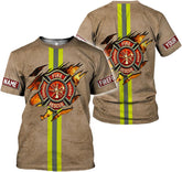MoonArt Personalized Firefighter Shirt Custom Name Fire Man Firefighter Gift Tshirt 3D Shirts Unisex Tshirts 3D for Men Women