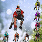 MoonArt Personalized Name Football Ornaments 2023, Customized Football Christmas Ornaments Wood Ornament Christmas Tree Hanging Ornament Pine Tree Decorations for Kid Couple Friends Family, Red (FB6)
