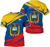 MoonArt Personalized Ecuador Shirts Ecuador Coat of Arms Flag 3D Shirts Ecuador Ecuadorian Flag Pride Gift