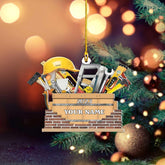 Riveprints Personalized Construction Worker Christmas Ornament, Personalized Ornament Excavator Christmas Tree Ornament, Contractor Tools Rope Trucks Traffic Zone Ornaments for Christmas Tree (ON204)