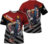Woseprints Custom Veteran Army T-Shirt US Military Pride American Flag Vintage Personalized Army Shirts for Men Memorial Day