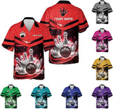 Mostprints Personalized Name Bowling Hawaii Shirts for Men and Women 3D, Bowling Shirts for Team Bowling, Bowling Shirts Gift