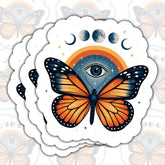 3PCS Wild and Free Butterfly 3" Sticker, Butterfly Eyes Sticker, Wild Butterflies Stickers, Dreamy Nature Vinyl Stickers Gift Decor for Laptop Water Bottle Car Phone Helmet Window Kindle Notebook