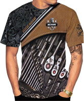 Mostprints Personalized Name Mechanic Shirt 3D, Custom Name Mechanic Shirts, Tool Box Mechanic for Men and Women Size S-5-XL4