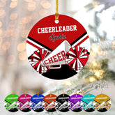MAPrints Personalized Cheerleader Christmas Ornament 2024, Cheerleading Stuff Ornament, Cheer Captain Ornament, Cheer Girl Dancer Cheerleading with Real Red Pompom Ornament for Xmas Tree (Cheer 6)