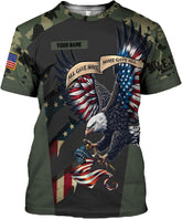 Woseprints Custom Veteran Army T-Shirt US Military Pride American Flag Vintage Personalized Army Shirts for Men Memorial Day