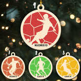 Mostprints Personalized Name and Numer Soccer Christmas Ornament 2023, Custom Soccer Ornaments for Xmas, Soccer Ornament Handmade from Wood Tree Hanging Ornament Pine Tree Decorations for Couple