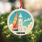 Personalized Lighthouse Ornaments for Christmas Tree, Lighthouse Wood Acrylic 2D Flat Ornament, Coastal Lighthouse Ornament, Ocean Themed Hanging Ornaments, Gift for Lighthouse Lovers (LH 5)
