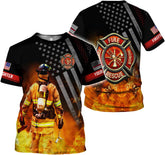 MoonArt Personalized Firefighter Shirt Custom Name Fire Man Firefighter Gift Tshirt 3D Shirts Unisex Tshirts 3D for Men Women