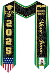 Pretyprints Custom Nigerian Graduation Sash Nigeria Graduation Stole Personalized Nigerian American Flag Graduation Sash 2025