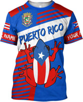 AOVL Personalized Puerto Rico Flag 3D Shirt - Unisex Adults - Red - Short Sleeve - Crew Neck - Modern - Polyester Blend - Fade Resistant - Size L