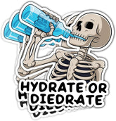 (3pcs) Hydrate Skeleton or Diedrate Skeleton Sticker, Skull Sticker, Skeleton Water Bottle Sticker, Sticker Die-Cut Waterproof Vinyl Sticker for Laptop Water Bottle Phone Window Helmet Decal Gift