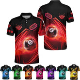 Riveprints Personalized 8 Ball Polo Shirt, Billiard Shirt Custom Billiard Player 3D Print Shirts for Men Women Teams Pool