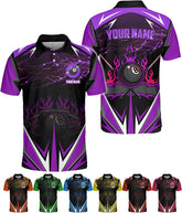 Personalized 8 Ball Polo Shirt, Billiard Shirt Custom Billiard Player 3D Print Shirts for Men Women Teams Pool (Polyester, PL28)