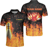 Custom 3D Bowling Polo Shirts for Men and Women Personalized Team Name Gift Unisex Customized Bowling Short Sleeve Polo Shirt