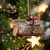 MoonArt Personalized Arborist Supplies Ornament, Chainsaw Car Hanging Ornaments, Custom Name Arborist, Chainsaw Car Hanging Ornament, Christmas New Year, Decorations Pine Tree (1, CSO5)