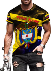 Ligthuy Personalized Colombia Shirt 3D, Custom Colombia Flag Shirts for Men Women, Colombian Pride T-Shirt, Unisex Shirt