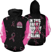 Podagree Personalized Breast Cancer Hoodie 3D, Pink Ribbon Awareness Sweatshirt, Survivor Pride Breast Cancer Zip Hoodie