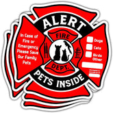(3Pcs) Pet Stickers for Firefighters, Dog Inside in Case of Fire Or Emergency Please Save Our Family Pets, Pet Fire Sticker, Fire Pet Alert Sticker, Sticker Waterproof for Home, Door, Decal 5"