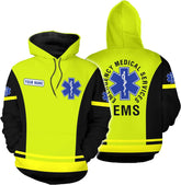 Leeprints Personalized EMT Hoodie EMS Sweatshirt Custom EMS Zip Hoodie Paramedic Uniform Emergency Medical Technician Shirts