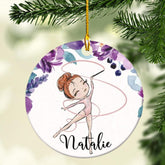 Personalized Name Gymnastics Ornament 2023, Girl Gymnast Ornament, Wood Ornament for Xmas, Gymnastics Christmas Ornament Tree Hanging Ornament Pine Tree Decorations for Kid Couple Friends Family