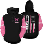 Podagree Personalized Breast Cancer Hoodie 3D, Pink Ribbon Awareness Sweatshirt, Survivor Pride Breast Cancer Zip Hoodie