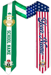Pretyprints Custom Nigerian Graduation Sash Nigeria Graduation Stole Personalized Nigerian American Flag Graduation Sash 2025