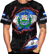 Mostprints Personalized Name El Salvador Shirt 3D, El Salvador Flag Shirt for Men Women, El Salvador Tshirts Unisex S-5XL