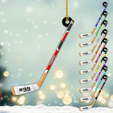 AOVL Personalized Hockey Christmas Ornament, Hockey Skates Helmet and Stick, Hockey Player Ornament, Hockey Ornament, Hockey Flat Ornament, Gift for Hockey Lovers Christmas Tree Decor (HK22)
