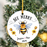 Personalized Bee Ornaments, Bee Xmas Ornaments, Bee Merry Christmas 2024 Ornament, Bee Bumble Bee Ornament, Honey Bee Ornaments, Beekeeper Ornament Bee Party Decorations, Gift for Bee Lovers (Bee 4)