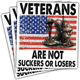 (3 Pcs) Veterans are Not Suckers Or Losers Sticker, Funny Political Sticker Adult Humor Anti Trump Bumper Stickers -Vinyl Stickers for Laptop Water Bottle Phone Car Window Helmet 3 Inches (V3)