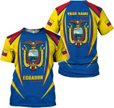 MoonArt Personalized Ecuador Shirts Ecuador Coat of Arms Flag 3D Shirts Ecuador Ecuadorian Flag Pride Gift