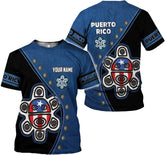 AOVL Personalized Puerto Rico Flag 3D Shirt - Unisex Adults - Red - Short Sleeve - Crew Neck - Modern - Polyester Blend - Fade Resistant - Size L