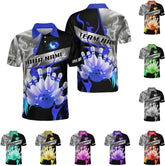 Mostprints Personalized Name Bowling Polo Shirts 3D for Men and Women, Bowling shirt, Bowling Shirts for Men Team Bowling Shirt