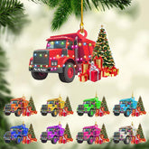 Personalized Kids Dump Truck Christmas Ornaments 2024, Yellow Construction Truck Ornaments, Dump Truck Acrylic Wood 2D Flat Ornament, Child Keepsake for Boys, Construction Big Trucks Ornament (DT 5)
