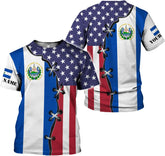 Custom El Salvador Flag Shirt for Men Women Personalized Salvadoran Pride Tshirt 3D El Salvador Clothes Salvadoreñas Shirts