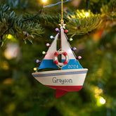 Personalized Sailor Uniform Personalized Flat Acrylic Ornament Sailboat Wood Christmas Personalized Sailing Ornament Sailboat Ornament Anchor Sail Boat Gift for Sailor (1, SL4)