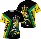 AOVL Personalized Jamaica Shirts Jamaican Pride T-Shirt Jamaica Flag Lion Tshirt Jamaicana Shirts Jamaica Shirt for Men Women