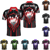 Ligthuy Personalized Name Bowling Polo Shirts 3D for Men and Women, Bowling Shirt, Bowling Shirts for Men Team Bowling Shirt