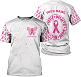 Podagree Personalized Breast Cancer 3D Shirt, Pink Ribbon Awareness T-Shirt, Survivor Pride Tshirt Breast Cancer Shirt