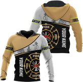 Vybonz Personalized Firefighter Hoodie Zip Custom Name Fire Man Firefighter Gift Sweatshirt 3D Unisex Shirt for Men Women