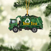 AOVL Personalized Garbage Truck Ornament 2024 Green Garbage Truck Ornament Green Garbage Truck Christmas Ornament 2024 Trash Truck Ornament Xmas Custom Garbage Truck Hanging Christmas Ornament (GT8)
