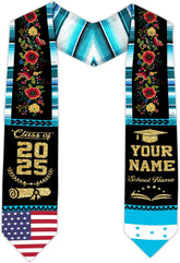 Pretyprints Honduran Graduation Sash, Custom Honduran American Flag Graduation Sash 2025, Honduras Graduation Stole