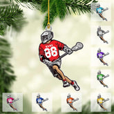 Personalized Lacrosse Ornament, Personalized Lacrosse Amor Acrylic Shape Flat Ornament, Gifts for Lacrosse Lovers, Lacrosse Players, Friends, Lacrosse Christmas Ornament (Style 9)
