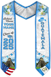 Pretyprints Custom Guatemalan Graduation Sash Custom Guatemalan American Flag Graduation Sash 2025 Guatemala Graduation Stole