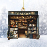 Piratify Personalized Bookshop Ornament, Bookstore Christmas Tree Decorations, Book Lover Gifts, Librarian Ornament, The Bookshop 2D Flat 2024 Christmas Ornaments (Bookshop 8)