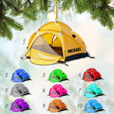 RoyalBro Personalized Camper Ornament Custom Camping Ornament, Tent Ornament RV Camping Ornament, Happy Gifts for Camping Lovers, Travel Camping Backpacked Hanging Ornament (CP 14)