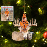 Tinoshop Custom Photo Hunting Ornaments for Christmas Tree 2D Flat, Personalized Hunter Christmas Ornament, Photo Ornament Christmas 2024 Decoration, Gifts for Hunting Lover, for Hunters (ON564)