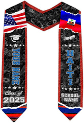 Pretyprints Haitians Graduation Sash, Haiti Graduation Stole Custom, Personalized Haitians American Flag Graduation Sash 2025